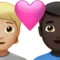 Kalpli Çift: Kişi, Erkek, Açık Ten Tonu, Koyu Ten Tonu iPhone üzerinde emoji (iOS 17.4)