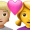 心形情侣：人物，女性，中等偏浅肤色，无肤色 iPhone 上的表情符号 (iOS 14.6)