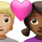 Par med hjärta: Person, Kvinna, Mellanljus hudton, Mellanmörk hudton emoji på iPhone (iOS 16.4)