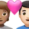 Par med hjärta: Person, Man, Mellan hudton, Ljus hudton emoji på iPhone (iOS 16.4)