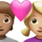 ハートを持ったカップル：人物、女性、中程度の肌色、やや明るい肌色 iPhoneの絵文字