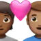 心形情侣：人物，男性，中等偏深肤色，中等肤色 iPhone 上的表情符号 (iOS 14.6)