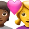 Par med hjärta: Person, kvinna, mellanmörk hudton, ingen hudton emoji på iPhone (iOS 16.4)