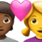 ハートを持つカップル：人物、女性、中程度の暗い肌の色、肌の色なし iPhoneの絵文字