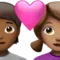 Kalpli Çift: Kişi, Kadın, Orta-Koyu Ten Rengi, Orta Ten Rengi iPhone üzerinde emoji (iOS 17.4)