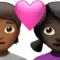 Kalpli Çift: Kişi, Kadın, Orta-Koyu Ten Rengi, Koyu Ten Rengi iPhone üzerinde emoji (iOS 17.4)
