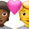Kalpli Çift: Kişi, Kişi, Orta-Koyu Ten Tonu, Ten Tonu Yok iPhone üzerinde emoji (iOS 17.4)