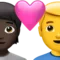 Cặp đôi với trái tim: Cá nhân, Nam giới, Da tối màu, Không có màu da emoji trên iPhone (iOS 15.4)