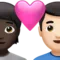 Par med hjärta: Person, Man, Mörk hudton, Ljus hudton emoji på iPhone (iOS 16.4)