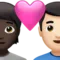 Kalpli Çift: Kişi, Erkek, Koyu Ten Rengi, Açık Ten Rengi iPhone üzerinde emoji (iOS 17.4)