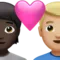 Par med hjärta: Person, Man, Mörk hudton, Mellanljus hudton emoji på iPhone (iOS 16.4)