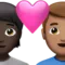心形情侣：人物，男性，深色肤色，中等肤色 iPhone 上的表情符号 (iOS 14.6)