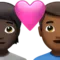Kalpli Çift: Kişi, Erkek, Koyu Ten Rengi, Orta-Koyu Ten Rengi iPhone üzerinde emoji (iOS 17.4)