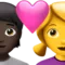 Par med hjärta: Person, kvinna, mörk hudton, ingen hudton emoji på iPhone (iOS 16.4)