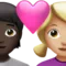 Par med hjärta: Person, Kvinna, Mörk hudton, Mellanljus hudton emoji på iPhone (iOS 16.4)
