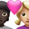 Kalpli Çift: Kişi, Kadın, Koyu Ten Tonu, Orta-Açık Ten Tonu iPhone üzerinde emoji (iOS 17.4)