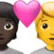 Par med hjärta: Person, Person, Mörk hudton, Ingen hudton emoji på iPhone (iOS 16.4)