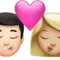 Öpücük - Erkek: Açık Ten Tonu, Kadın: Orta-Açık Ten Tonu iPhone üzerinde emoji (iOS 17.4)