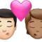 キス: 男性、人物、明るい肌色、中間の肌色 iPhoneの絵文字
