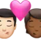キス：男性、人物、明るい肌色、やや暗い肌色 iPhoneの絵文字