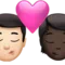 Öpücük: Erkek, Kişi, Açık Tenli, Koyu Tenli iPhone üzerinde emoji (iOS 17.4)