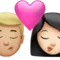 Öpücük - Erkek: Orta-Açık Ten Tonu, Kadın: Açık Ten Tonu iPhone üzerinde emoji (iOS 17.4)