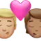 Öpücük: Erkek, Kişi, Açık Ten Tonu, Orta Ten Tonu iPhone üzerinde emoji (iOS 17.4)