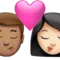 キス - 男性：中間色の肌、女性：明るい色の肌 iPhoneの絵文字