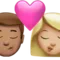 Öpücük - Erkek: Orta Ten Tonu, Kadın: Orta-Açık Ten Tonu iPhone üzerinde emoji (iOS 17.4)