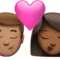 Sărut - Bărbat: Ten mediu, Femeie: Ten mediu-închis emoji pe iPhone (iOS 15.4)