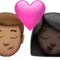 Öpücük - Erkek: Orta Ten Tonu, Kadın: Koyu Ten Tonu iPhone üzerinde emoji (iOS 17.4)