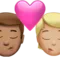 Öpücük: Erkek, Kişi, Orta Ten Tonu, Orta-Açık Ten Tonu iPhone üzerinde emoji (iOS 17.4)