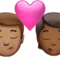 Öpücük: Erkek, Kişi, Orta Ten Tonu, Orta-Koyu Ten Tonu iPhone üzerinde emoji (iOS 17.4)