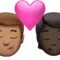 キス: 男性、人物、中間色の肌、濃い色の肌 iPhoneの絵文字