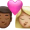 キス - 男性：やや濃い肌の色、女性：やや明るい肌の色 iPhoneの絵文字