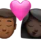 キス - 男性：中程度の濃い肌の色、女性：濃い肌の色 iPhoneの絵文字
