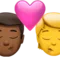 Öpücük: Erkek, Kişi, Orta-Koyu Ten Tonu, Ten Tonu Yok iPhone üzerinde emoji (iOS 17.4)