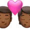 キス：男性、人物、中程度の濃い肌の色 iPhoneの絵文字