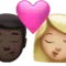 キス - 男性：濃い肌色、女性：やや明るい肌色 iPhoneの絵文字