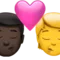 Kyss: Man, Person, Mörk hudton, Ingen hudton emoji på iPhone (iOS 16.4)