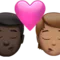 Kyss: Man, Person, Mörk hudton, Mellan hudton emoji på iPhone (iOS 16.4)