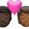 Kyss: Man, Person, Mörk hudton, Mellanmörk hudton emoji på iPhone (iOS 16.4)