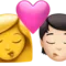 Kyss: Kvinna, Person, Ingen hudton, Ljus hudton emoji på iPhone (iOS 16.4)