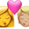Öpücük: Kadın, Kişi, Ten Rengi Belirtilmemiş, Orta-Açık Ten Rengi iPhone üzerinde emoji (iOS 17.4)