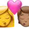キス：女性、人物、肌色なし、中程度の肌色 iPhoneの絵文字