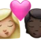 キス：女性、人物、やや明るい肌色、暗い肌色 iPhoneの絵文字