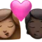 Öpücük: Kadın, Kişi, Orta Ten Tonu, Koyu Ten Tonu iPhone üzerinde emoji (iOS 17.4)
