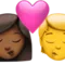 Öpücük: Kadın, Kişi, Orta-Koyu Ten Tonu, Ten Tonu Yok iPhone üzerinde emoji (iOS 17.4)