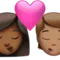 キス：女性、人物、中程度の濃い肌の色、中程度の肌の色 iPhoneの絵文字
