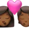 キス：女性、人物、やや暗い肌の色 iPhoneの絵文字